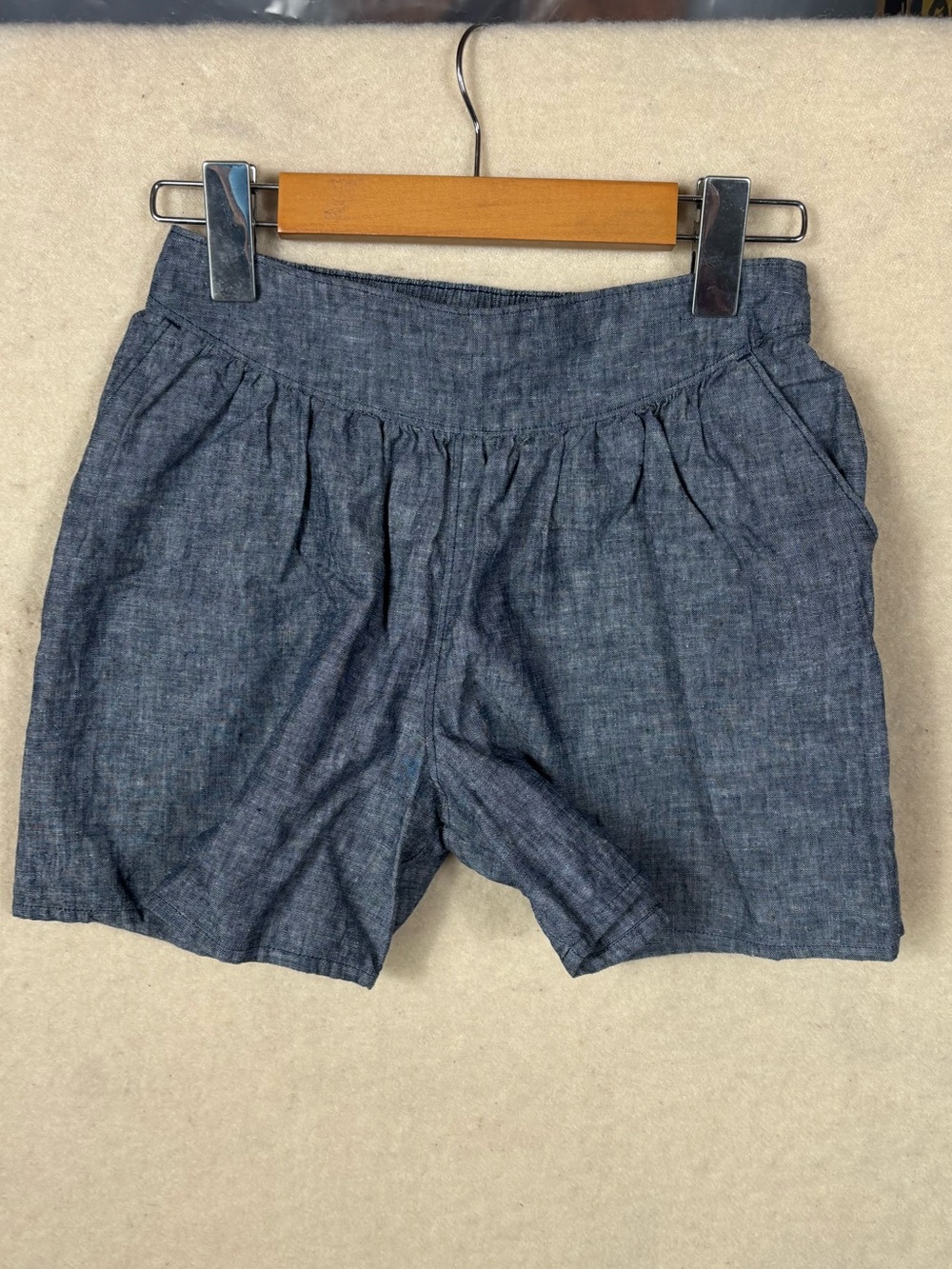 Tea Collection Chambray Pull-On Shorts Girls Size 8 Blue Elastic Waist